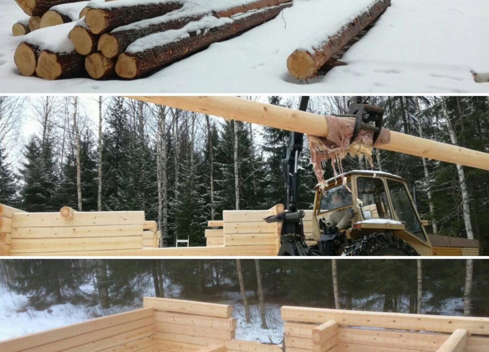 Käsintehty hirsimökki